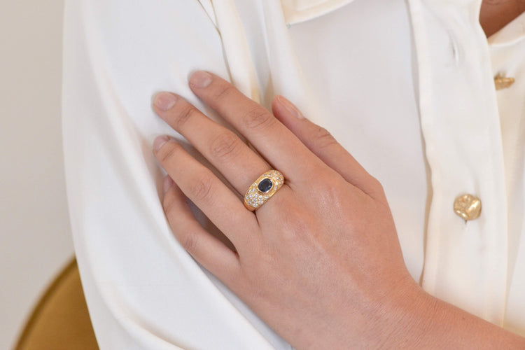 Bague 53 Bague Jonc Vintage Saphir, Diamant, Or Jaune 58 Facettes 25215