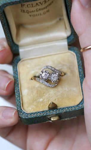 Bague 57 Bague de Fiançailles Toi et Moi Diamants 58 Facettes
