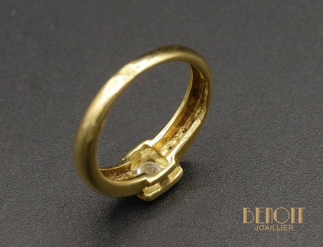 Bague 46 Solitaire Princesse or jaune 58 Facettes A9698