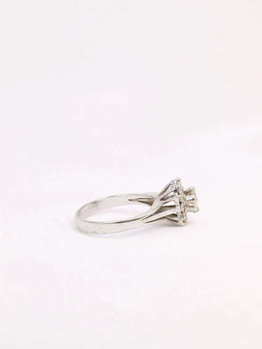 Bague 55 Bague marguerite vintage diamants & or blanc 58 Facettes J318