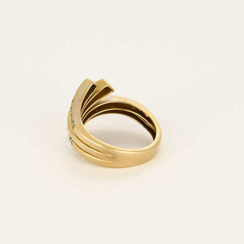 Bague godrons en Or jaune et diamants