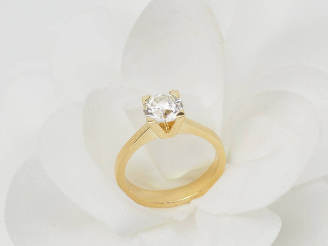 Bague 55 Bague solitaire en or jaune et diamant 1.40ct 58 Facettes 31380/31535