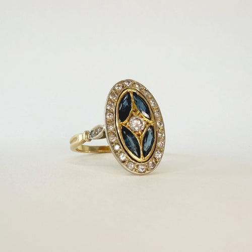 Bague 53 Bague n°16｜Marquise or et saphirs 58 Facettes