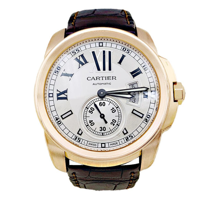 Montre Montre Cartier, "Calibre de Cartier", or rose, cuir. 58 Facettes 33826