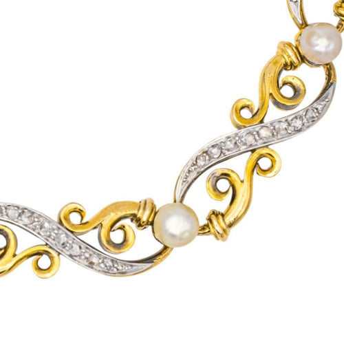 Bracelet Bracelet Or jaune, Or blanc Diamant, Perle fine 58 Facettes 3785178CN