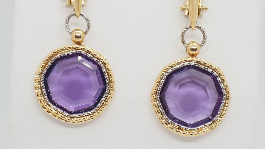 Boucles d'oreilles Boucles d'oreilles en or deux tons et améthystes 58 Facettes 30222