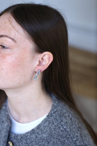 Boucles d'oreilles Boucles d'Oreilles Goutte Aigue Marine et Diamant 58 Facettes