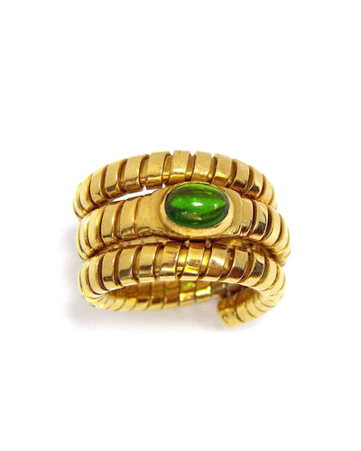 Bague 53 BULGARI - Tubogas Serpenti or jaune et émeraude 58 Facettes