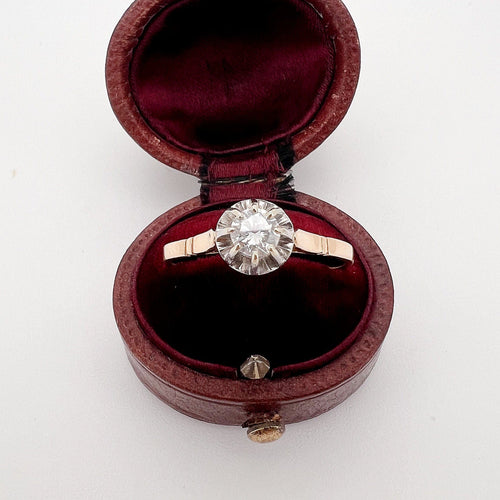 Bague 63 Solitaire Vintage Or Platine et Diamants 58 Facettes 305