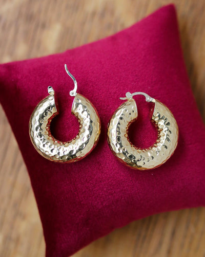 Paire de Créoles Epaisse en Or Jaune 58 Facettes A11623