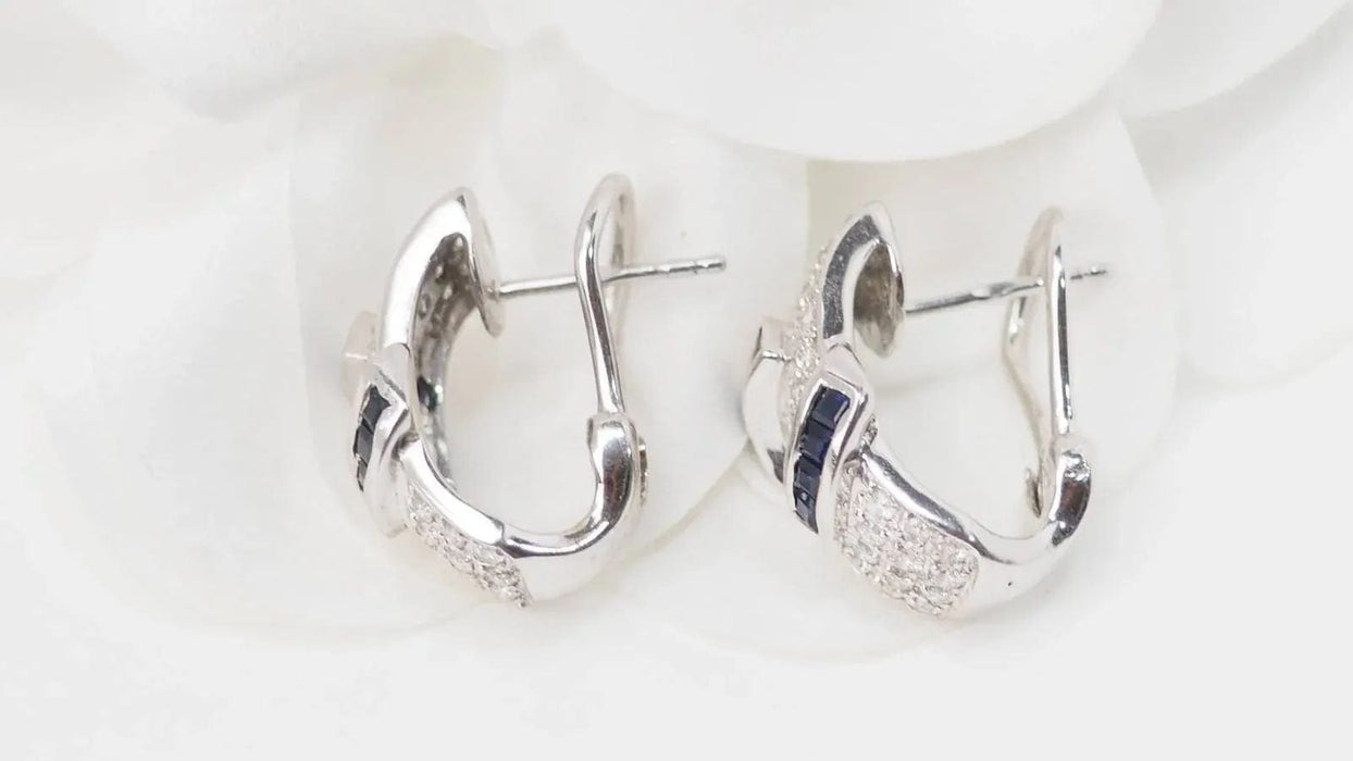 Boucles d'oreilles Boucles d'oreilles en or blanc, saphirs et diamants 58 Facettes 32747