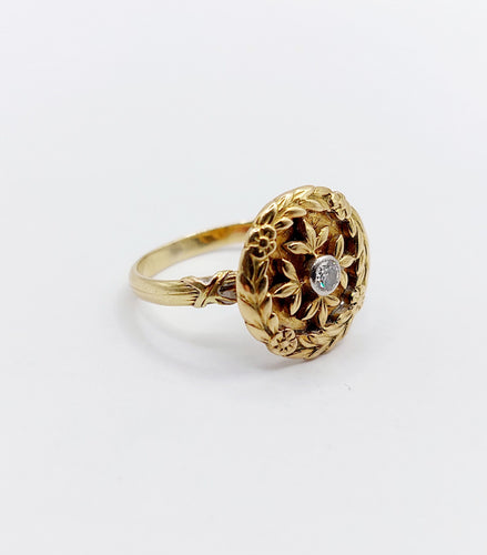 Bague 51 Bague art deco or jaune 18k diamant et couronne de lauriers (circa 1920) 58 Facettes A06161