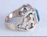 Bague 53 Bague or blanc saphir de Ceylan 3,12 carat et diamants 58 Facettes AB 407