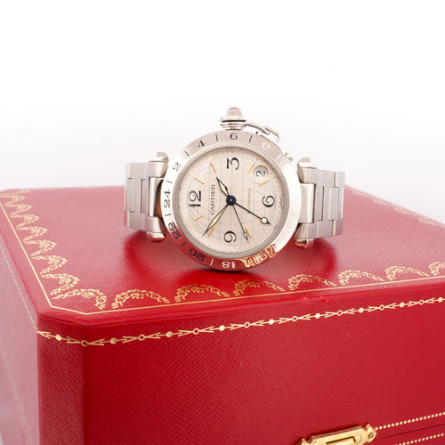 Bracelet Cartier Pasha GMT - Ivory arab dial 58 Facettes