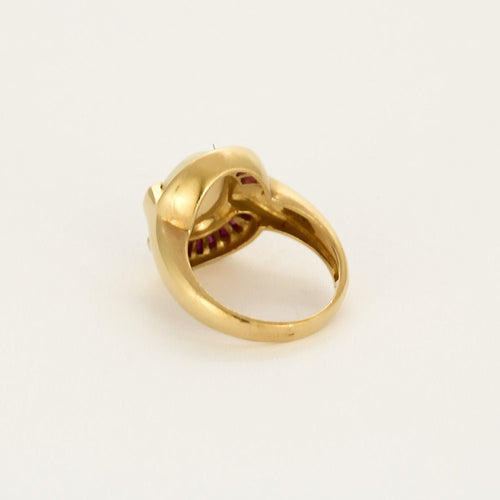 Bague 52 Bague en or jaune, opale arlequin et rubis calibrés 58 Facettes ENG11088