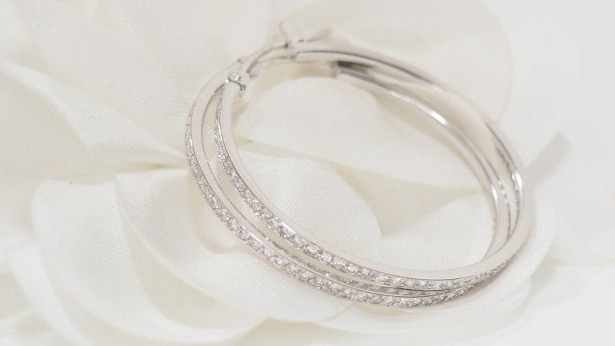 Boucles d'oreilles Créoles En Or Blanc Et Diamants 58 Facettes 31740