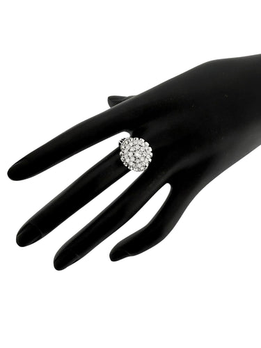 Bague 55 Bague cocktail vintage certifiée HRD or blanc et diamants 58 Facettes