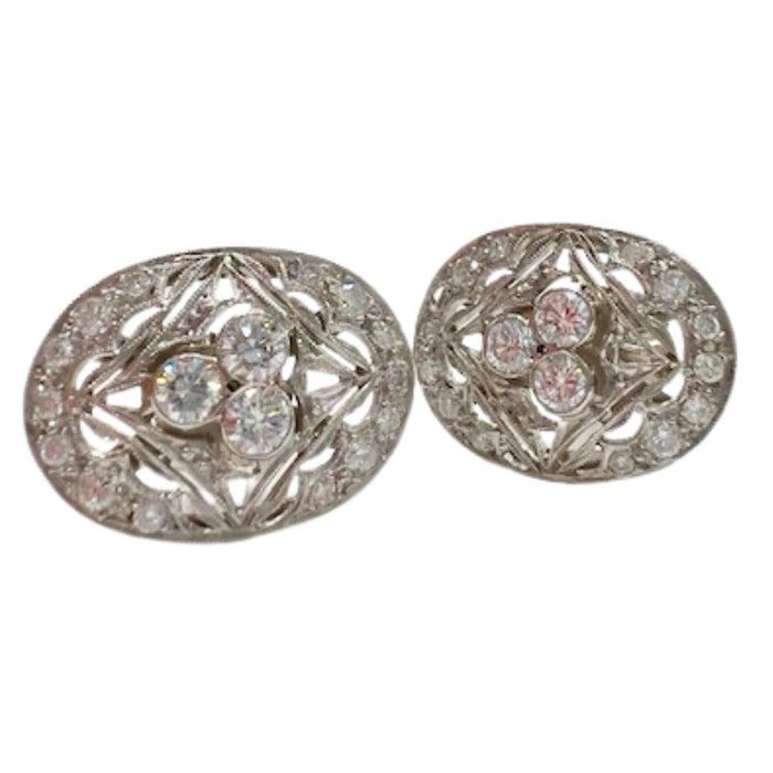 Boucles d'oreilles Boucles d'oreilles style Art Déco platine, diamants 58 Facettes Q298B