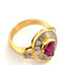 Bague 53 Bague en or jaune avec rubis et diamants 58 Facettes