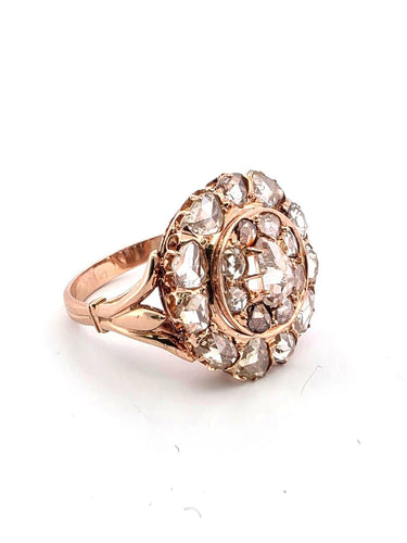 Bague 52 Bague en or rose sertie de diamants taille rose de 3,00 ct 58 Facettes