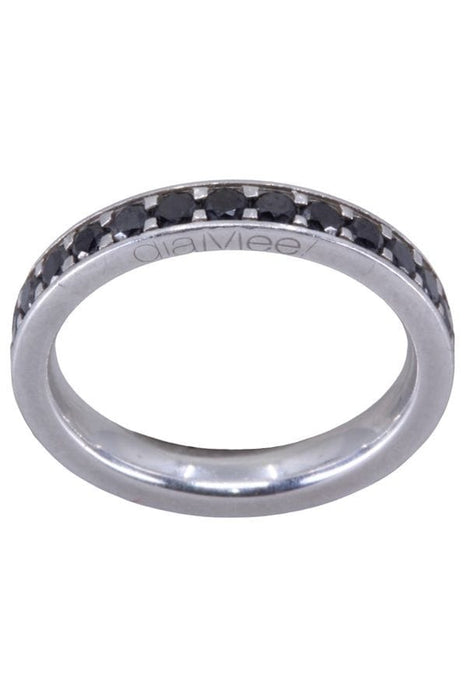 Bague 50 Alliance platine et diamants noirs 58 Facettes 089361