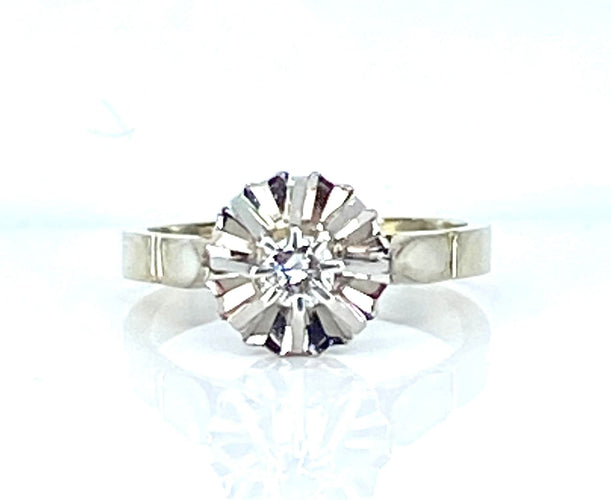 Bague 47 Bague solitaire en or blanc 18 carats et diamant 0,10 carat 58 Facettes AB537