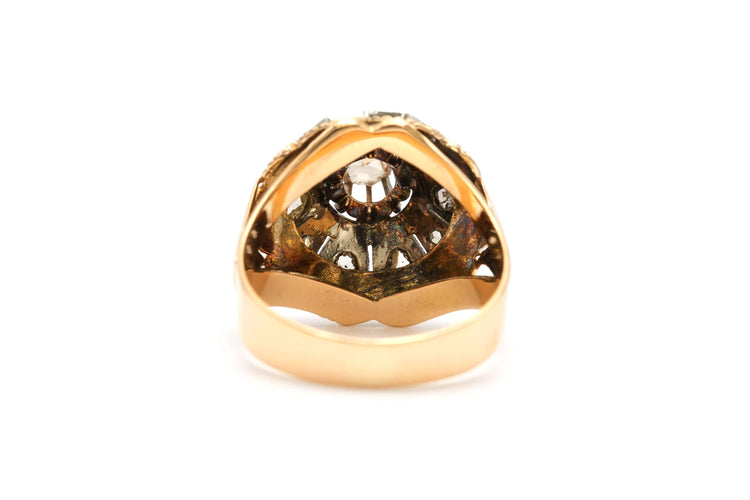 Bague Art Déco or jaune et blanc,  diamants