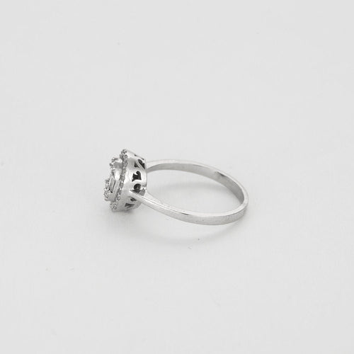 Bague 54 Solitaire en or blanc serti au centre d'un cocktail de diamants 58 Facettes LP1286/11