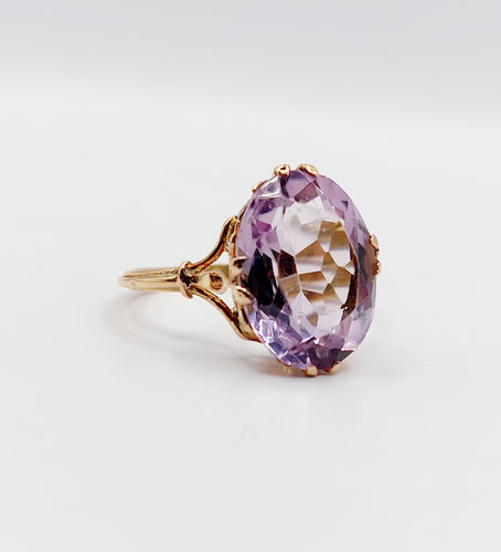 Bague 60 Bague cocktail or rose améthyste (circa 1900) 58 Facettes A05941