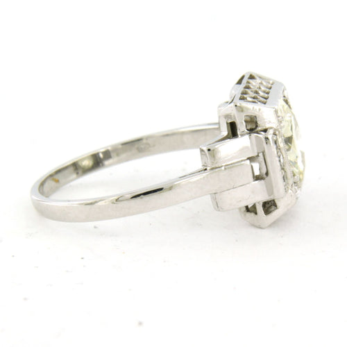 Bague 60 Bague Art Déco en platine avec diamants taille brillant et taille simple jusqu'à 2,30 ct 58 Facettes