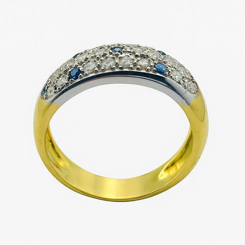 Bague 54 Bague bicolore en or jaune et blanc avec saphirs et diamants 58 Facettes 50316