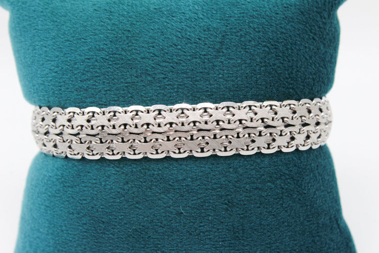 Bracelet Bracelet or blanc, maille tissée fantaisie 58 Facettes 240054