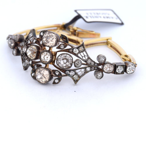 Bracelet Bracelet ancien en or rose et argent avec diamants 58 Facettes