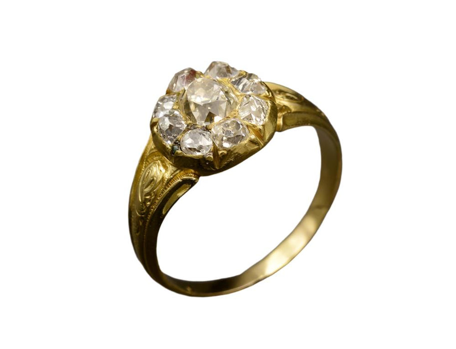 Bague 59 Bague ancienne Marguerite diamants 58 Facettes A10234