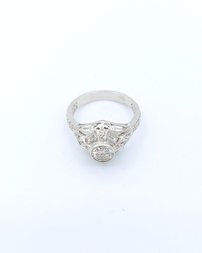 Bague 54 Bague Solitaire Art Déco Diamants 58 Facettes A11351