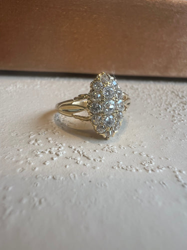 Bague 51 Antique yellow gold diamond ring 58 Facettes