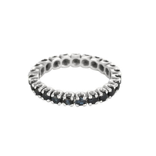 Bague 53 Alliance américaine en or blanc et saphirs 58 Facettes CAN1473X4