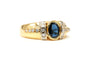 Bague 56 Bague contemporaine en or jaune 18 carats sertie d'un saphir et de diamants 58 Facettes B733
