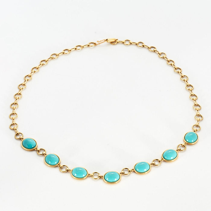 Collier Collier cabochons turquoises 58 Facettes 35100046