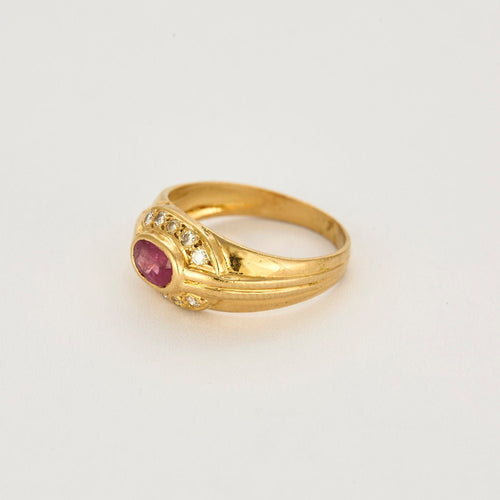 Bague 53 Bague jonc or jaune, rubis et diamants 58 Facettes VIL0648