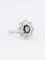Bague 54 Bague marguerite or blanc, saphir ovale et diamants 58 Facettes 1034.12