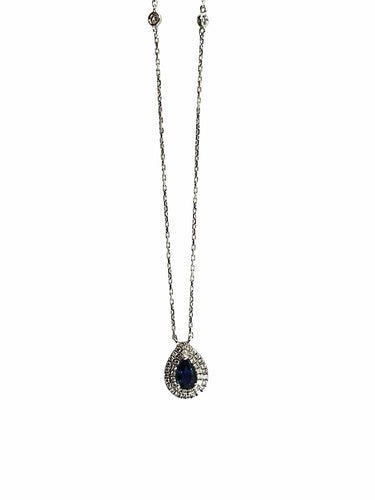 Collier Collier or blanc saphir et diamants 0,70 ct 58 Facettes 1551