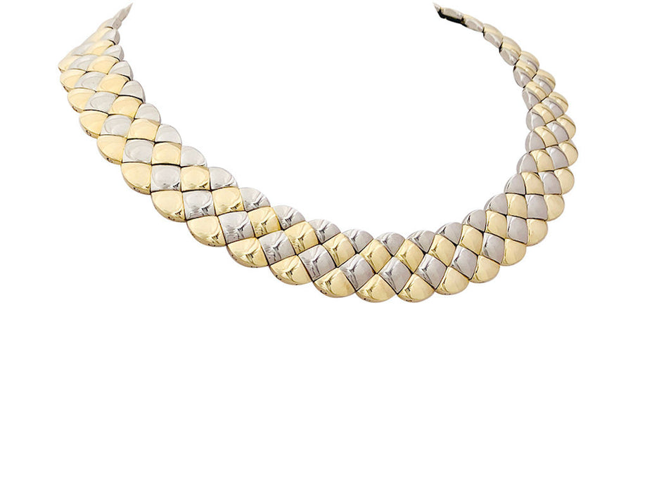 Collier Aldebert or jaune et blanc.