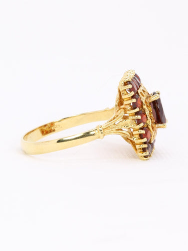 Bague vintage or jaune grenats