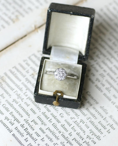 Bague 59 Bague Art Déco Ronde Diamants sur Platine 58 Facettes