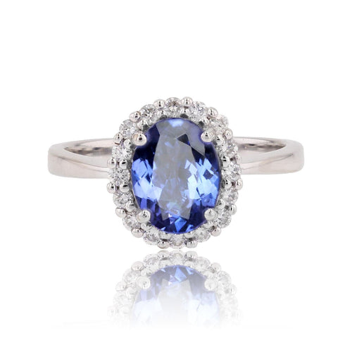 Bague 52 Bague or blanc tanzanite diamants 58 Facettes 25-091