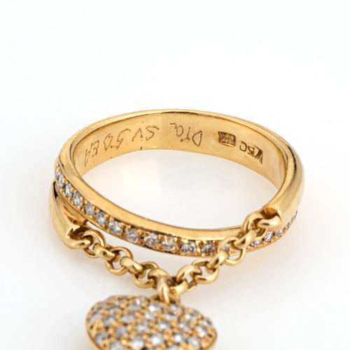 Bague 54 Bague à breloques cœur diamants 58 Facettes G13479