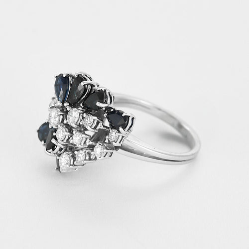 Bague 53 Bague or blanc, saphir et diamants 58 Facettes BA510