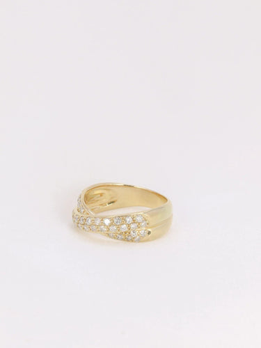 Bague 52 Bague double vintage en or jaune et diamants 58 Facettes J125