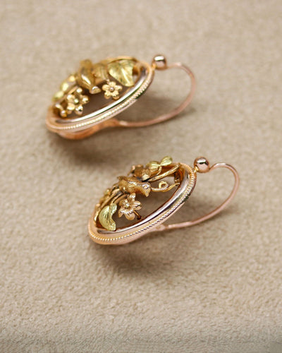 Paire de Dormeuses Ancienne Grand Modèle en Or Rose